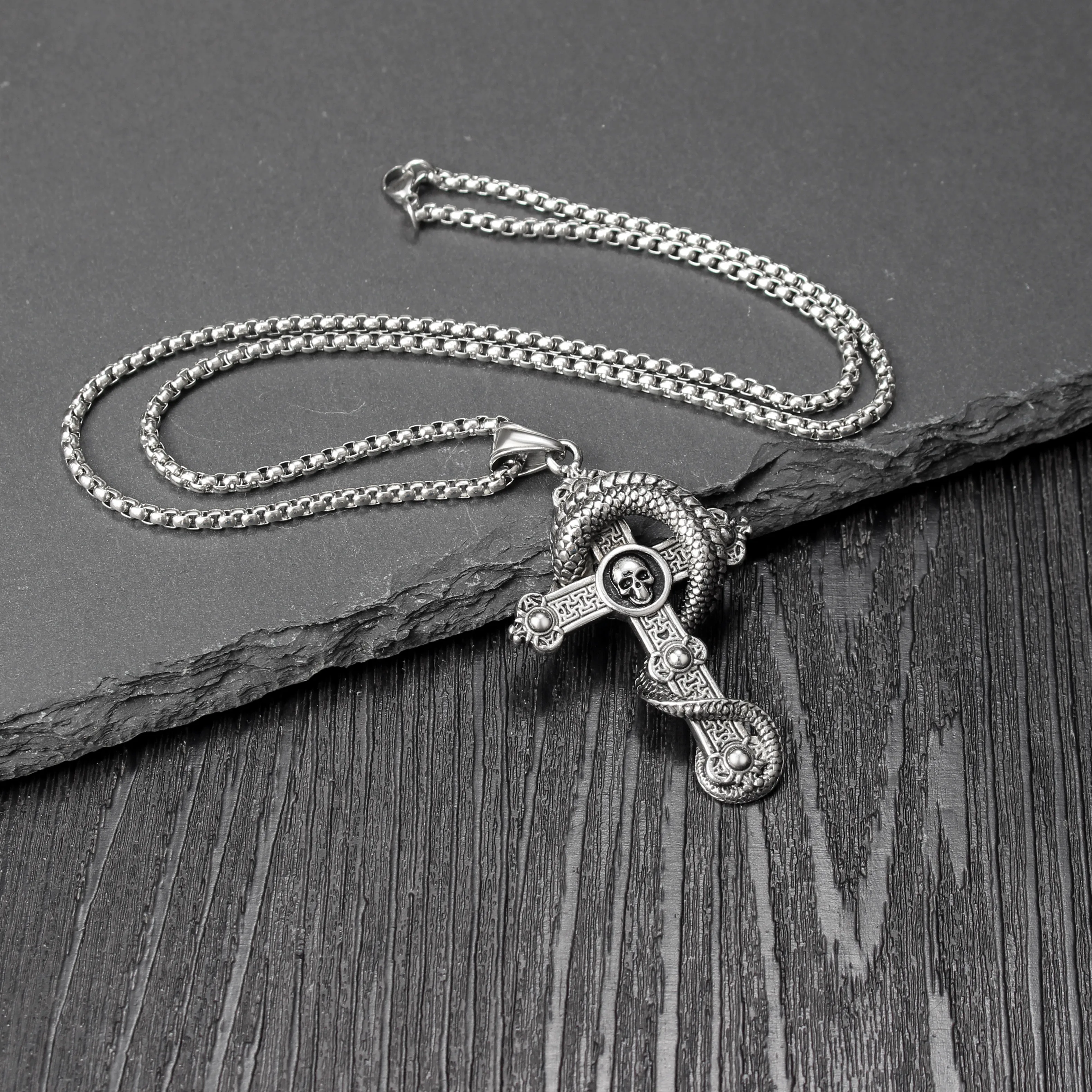 Hip-Hop Retro Cross 304 Stainless Steel Men's Pendant Necklace display picture 11
