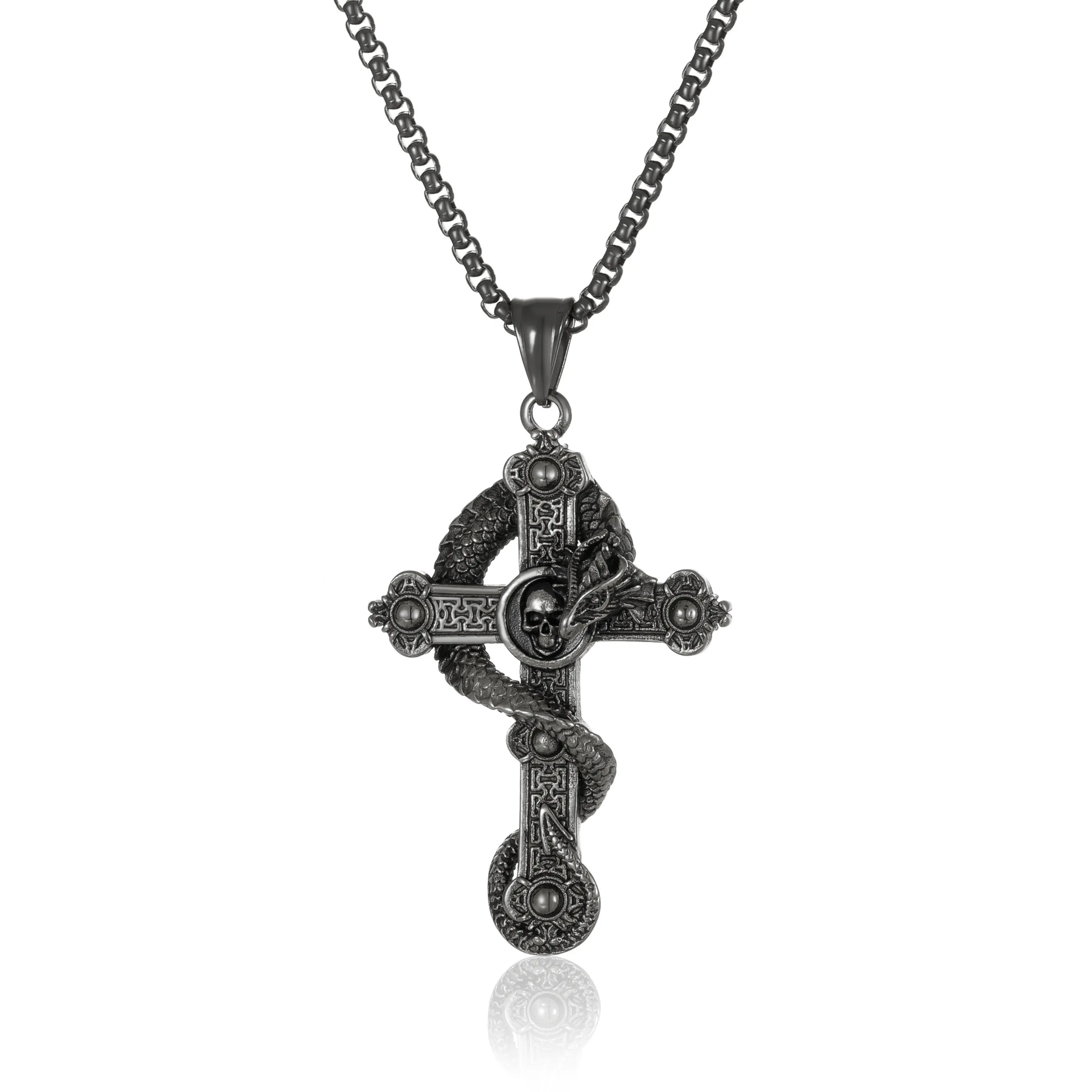 Hip-Hop Retro Cross 304 Stainless Steel Men's Pendant Necklace display picture 2