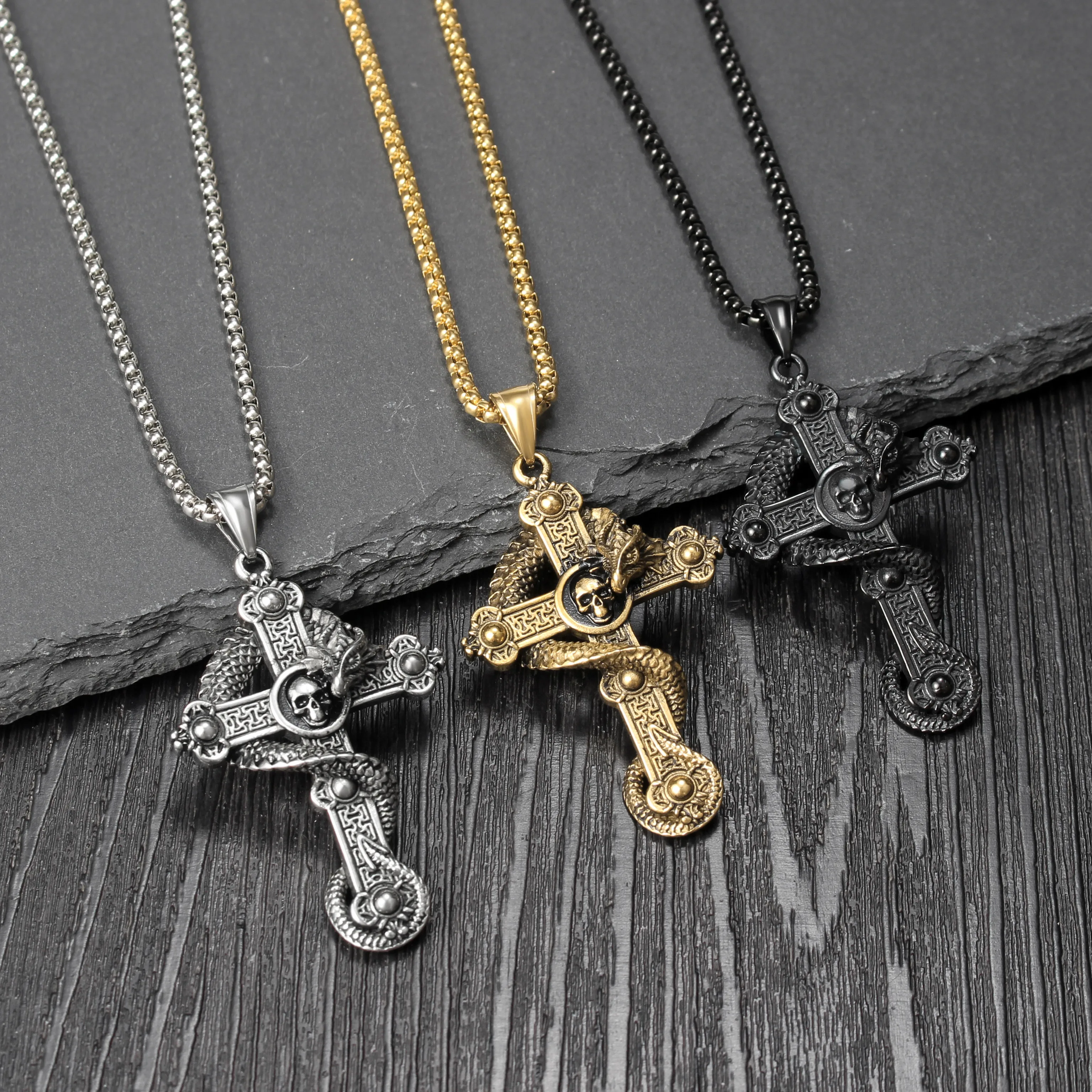 Hip-Hop Retro Cross 304 Stainless Steel Men's Pendant Necklace display picture 12