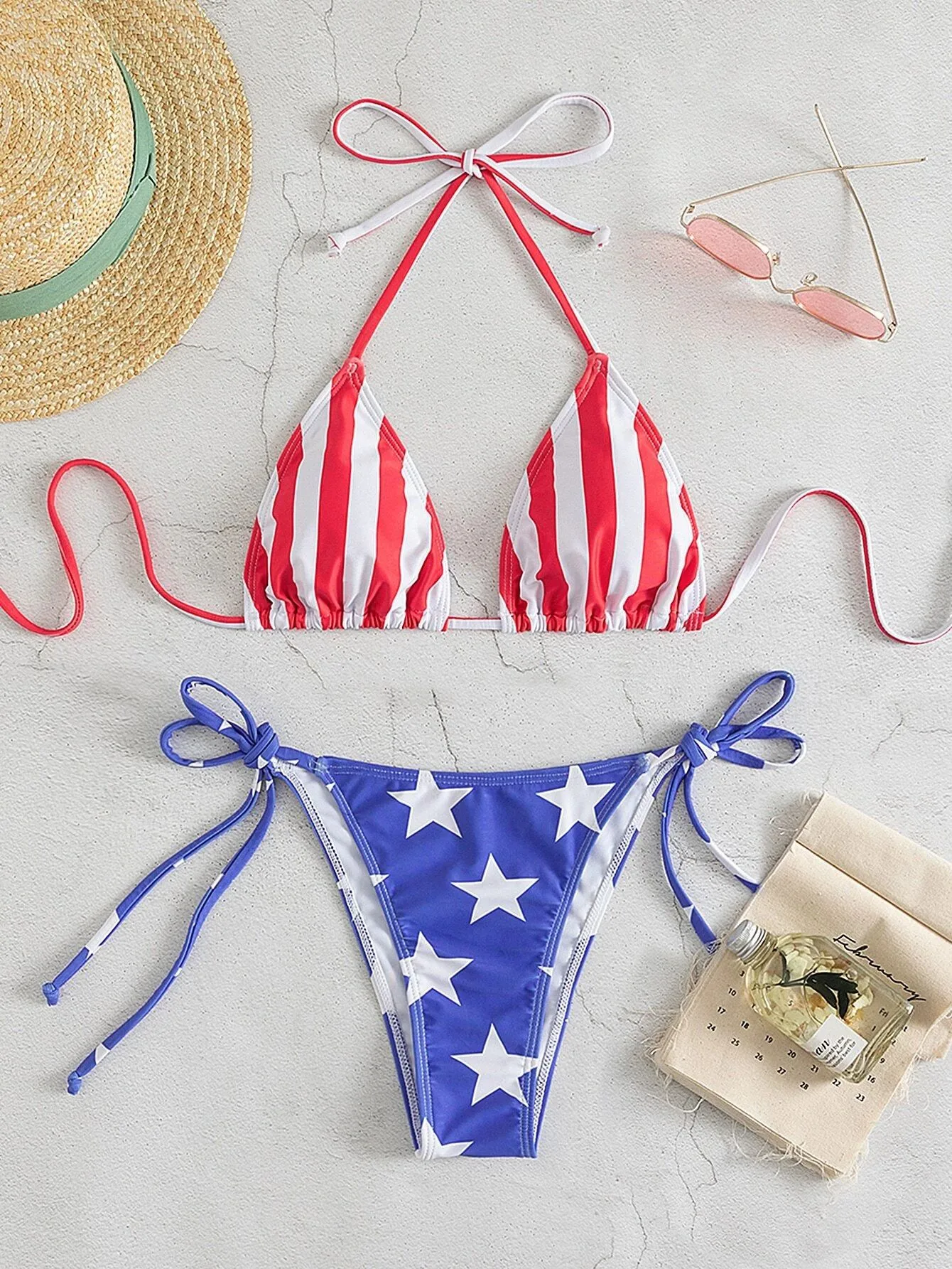 Women's Usa 2 Pieces Set Bikinis Swimwear display picture 3