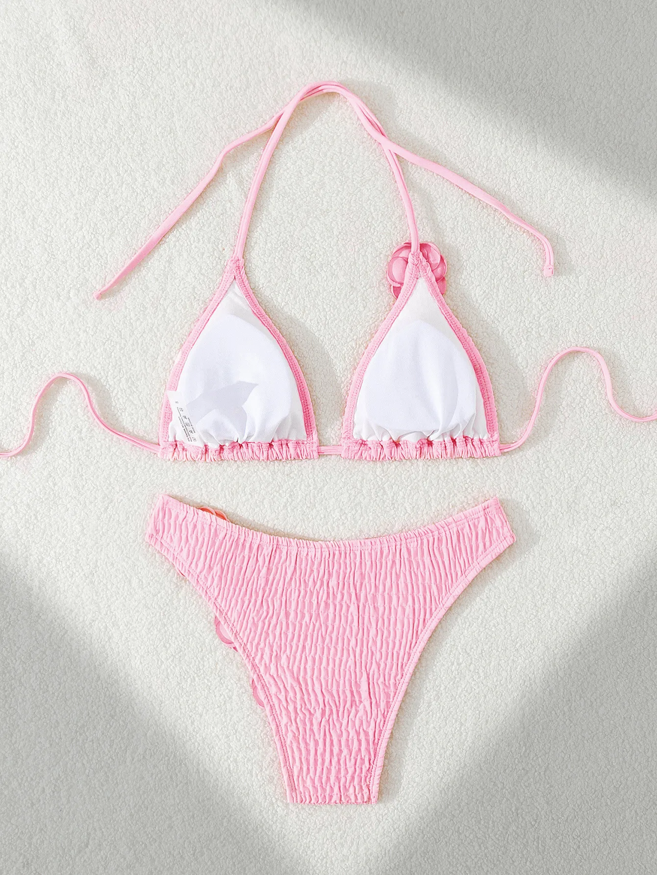 Women's Solid Color Flower 2 Pieces Set Bikinis Swimwear display picture 12