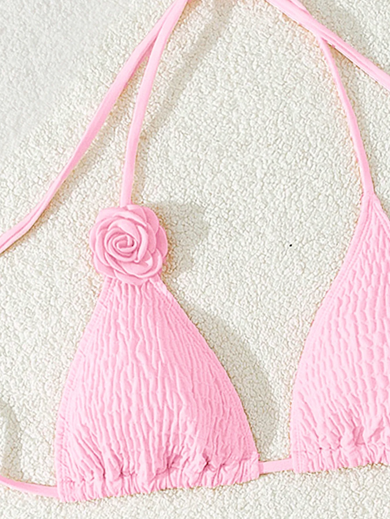 Women's Solid Color Flower 2 Pieces Set Bikinis Swimwear display picture 13