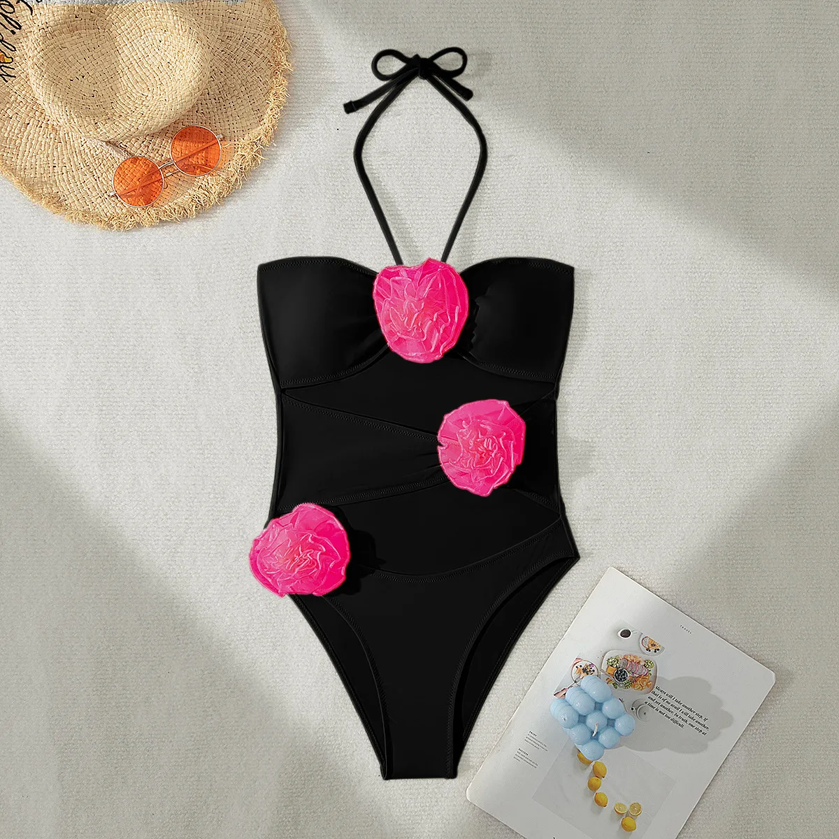 Women's Sexy Solid Color Flower 1 Piece One Piece Swimwear display picture 5