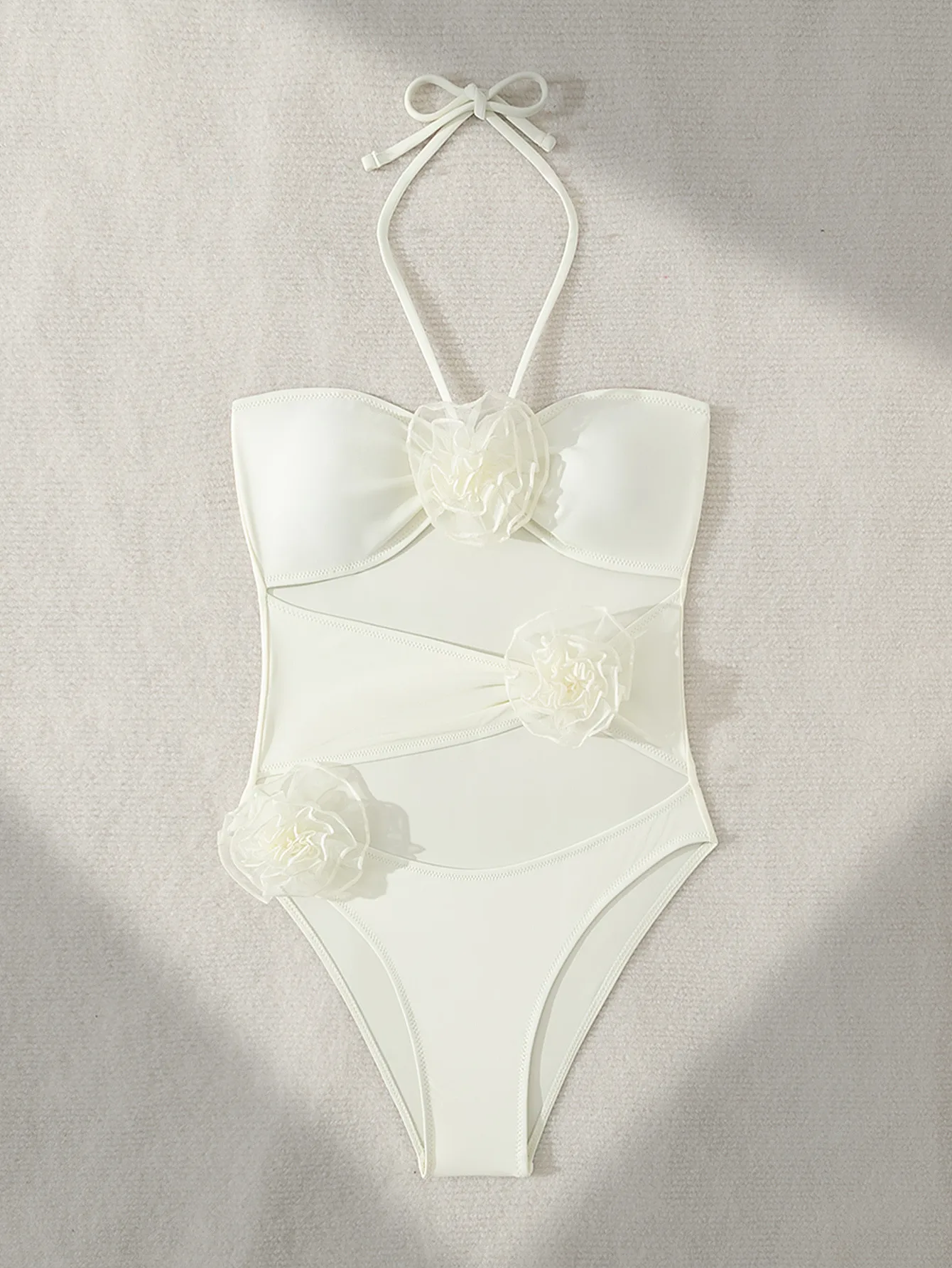 Women's Sexy Solid Color Flower 1 Piece One Piece Swimwear display picture 9