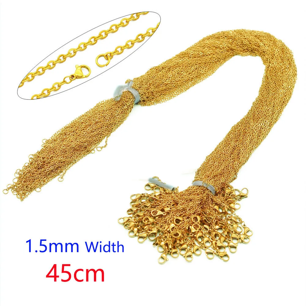 100 PCS/Package 1.5mm 201 Stainless Steel 18K Gold Plated Solid Color Polished Chain display picture 3