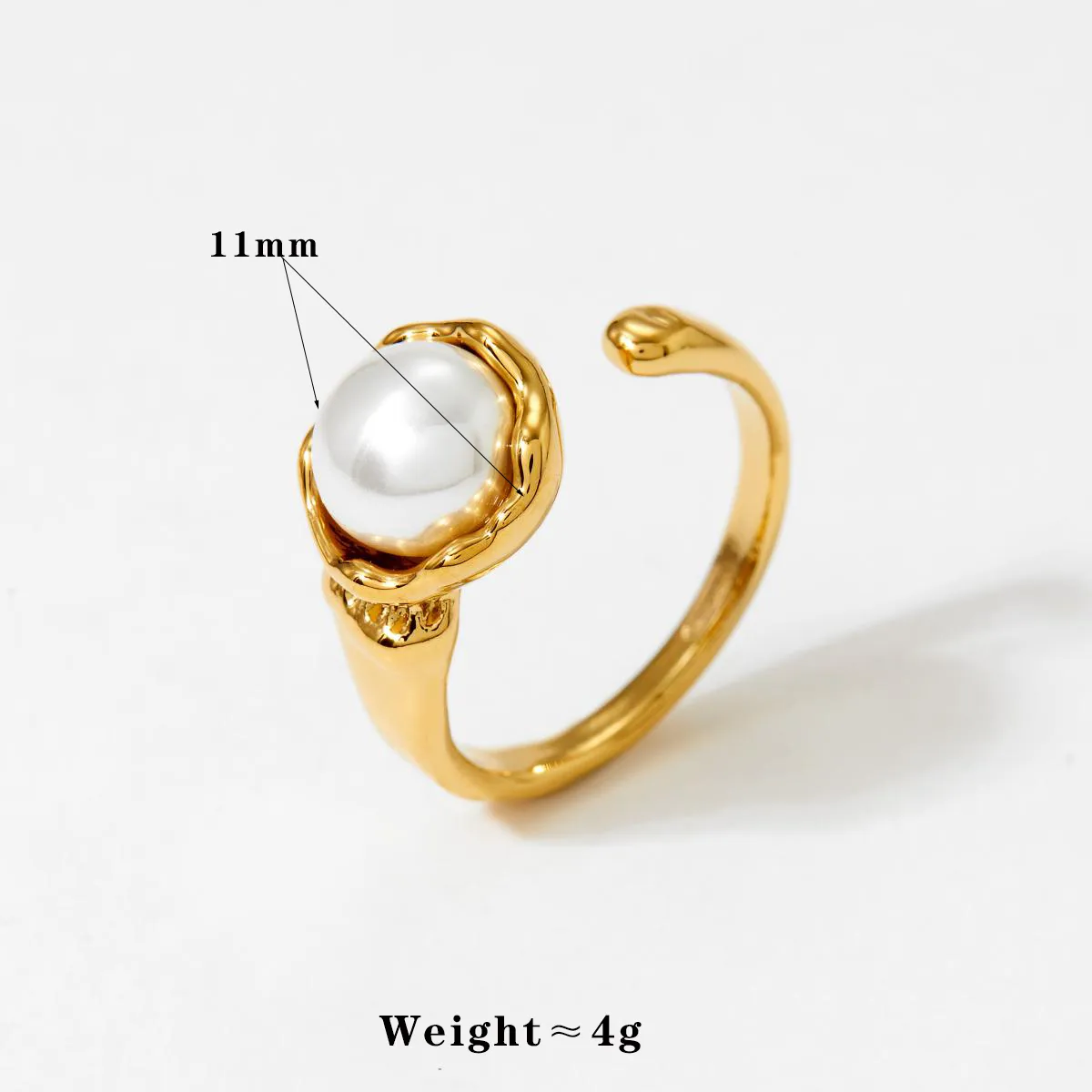 304 Stainless Steel 16K Gold Plated White Gold Plated Gold Plated Casual Plating Inlay Round Artificial Pearls Rings display picture 8