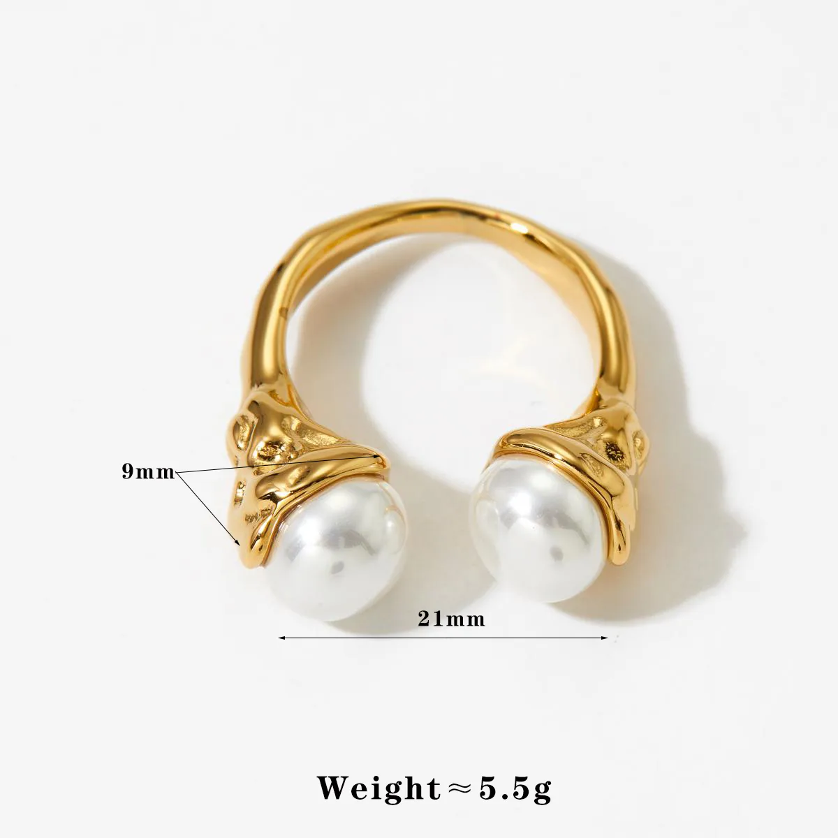 304 Stainless Steel 16K Gold Plated White Gold Plated Gold Plated Casual Plating Inlay Round Artificial Pearls Rings display picture 6