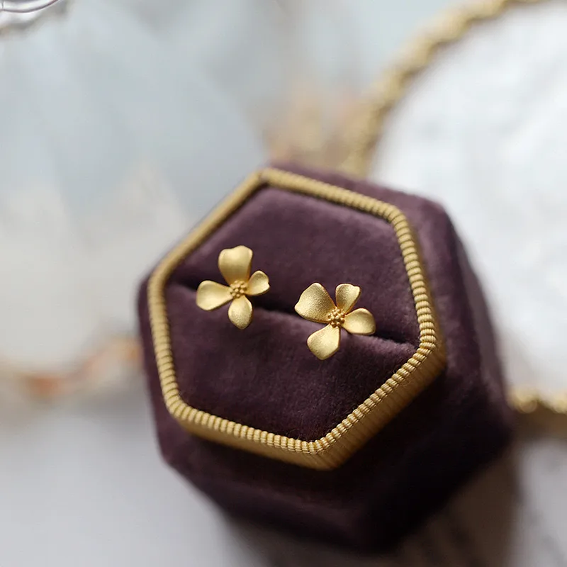 1 Pair Simple Style Flower Sterling Silver Ear Studs display picture 3