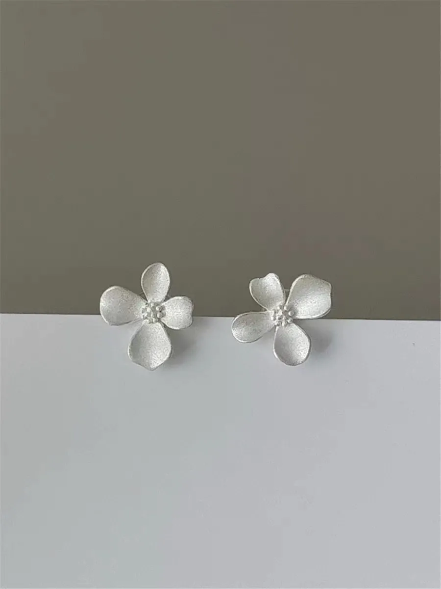 1 Pair Simple Style Flower Sterling Silver Ear Studs display picture 2