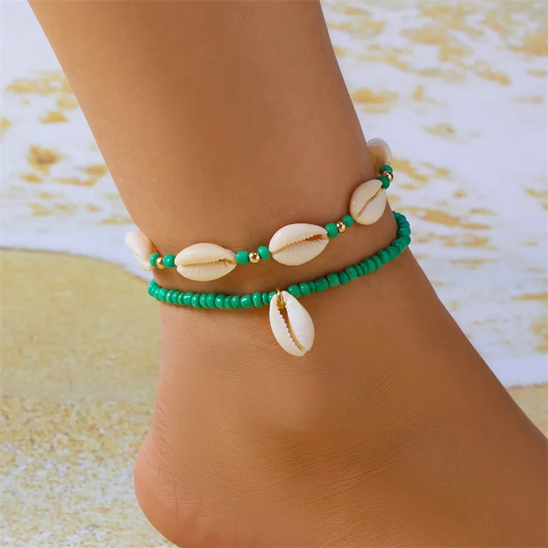 Marine Style Beach Pastoral Shell Plastic Shell Beaded Women's Anklet display picture 3