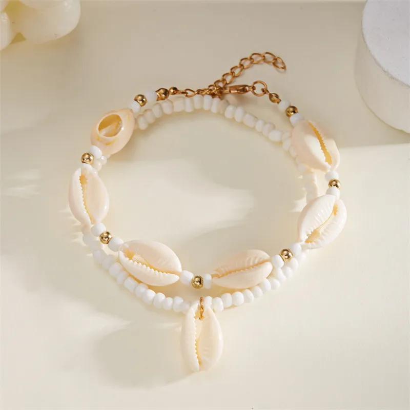 Marine Style Beach Pastoral Shell Plastic Shell Beaded Women's Anklet display picture 5