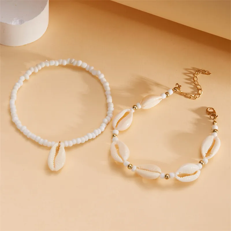 Marine Style Beach Pastoral Shell Plastic Shell Beaded Women's Anklet display picture 7