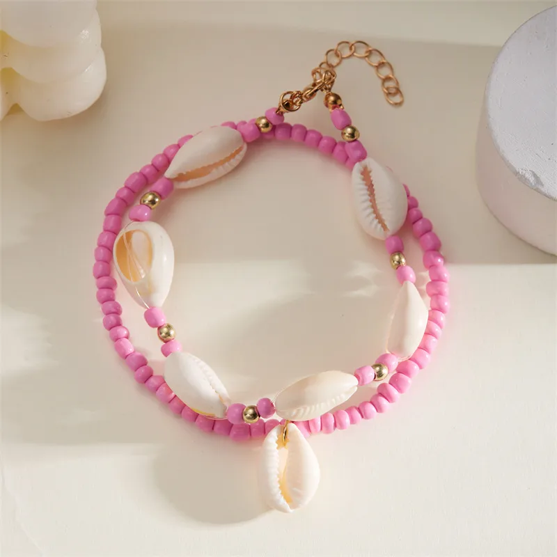Marine Style Beach Pastoral Shell Plastic Shell Beaded Women's Anklet display picture 13
