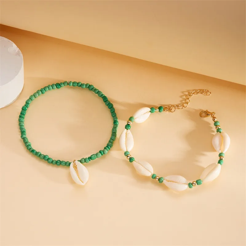 Marine Style Beach Pastoral Shell Plastic Shell Beaded Women's Anklet display picture 4
