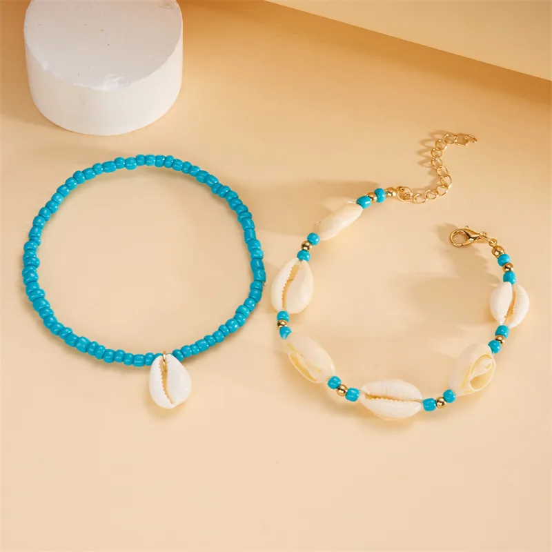Marine Style Beach Pastoral Shell Plastic Shell Beaded Women's Anklet display picture 11