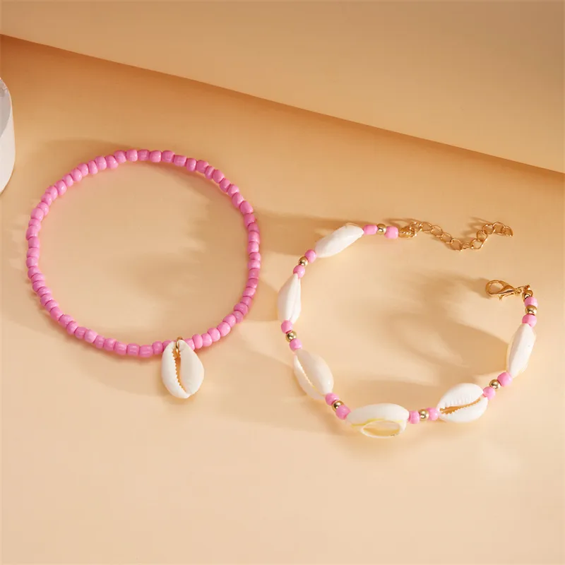 Marine Style Beach Pastoral Shell Plastic Shell Beaded Women's Anklet display picture 14
