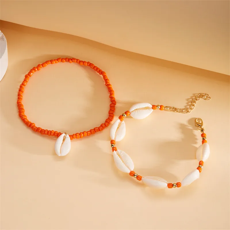 Marine Style Beach Pastoral Shell Plastic Shell Beaded Women's Anklet display picture 17