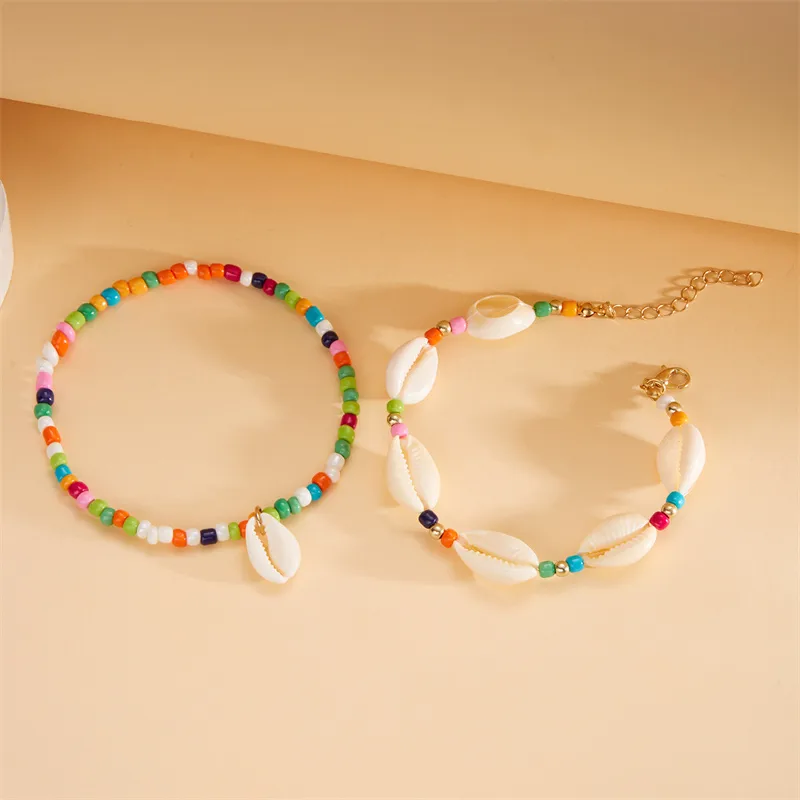 Marine Style Beach Pastoral Shell Plastic Shell Beaded Women's Anklet display picture 22