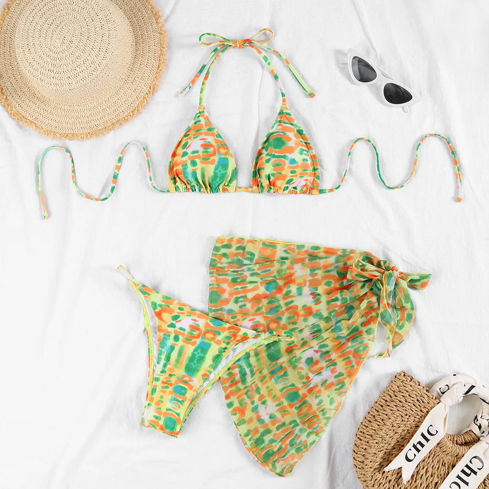 Women's Multicolor 3 Pieces Set Bikinis Swimwear display picture 7