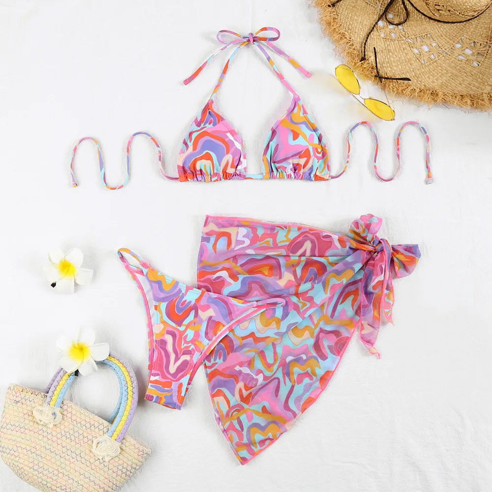 Women's Multicolor 3 Pieces Set Bikinis Swimwear display picture 37