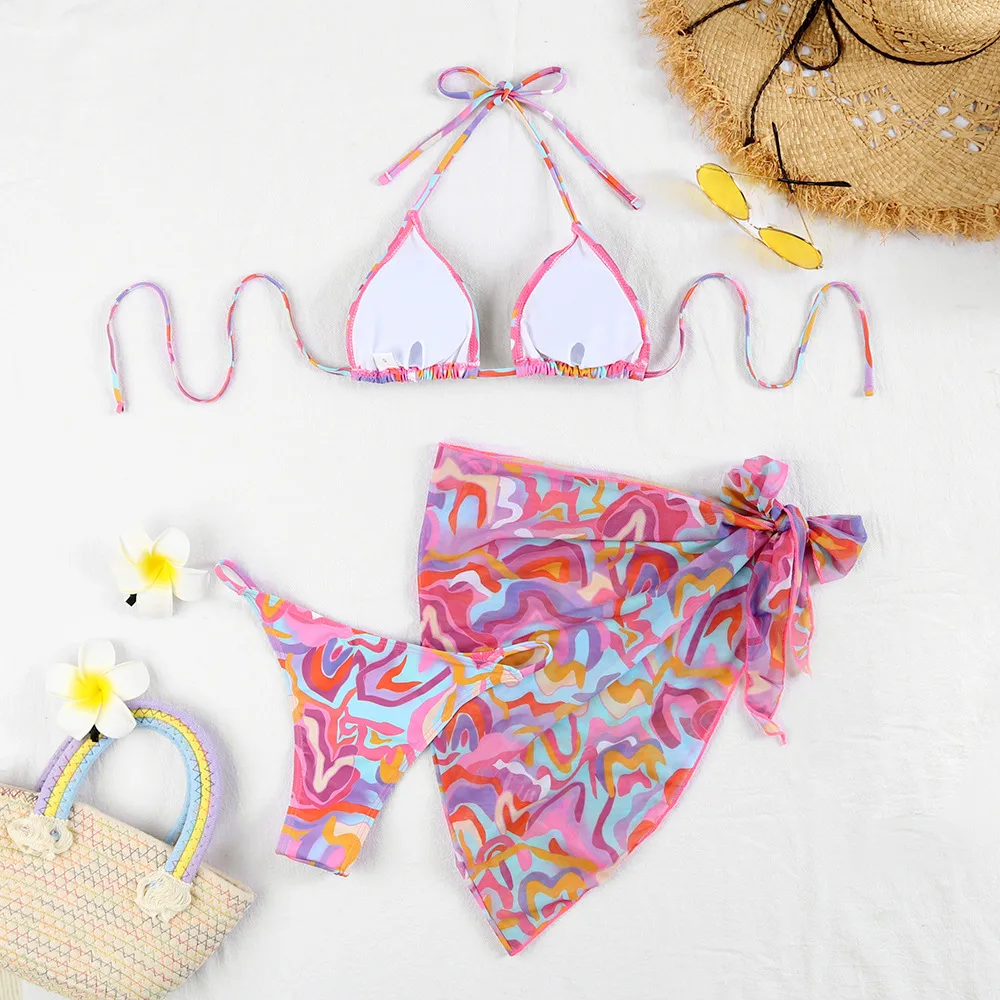 Women's Multicolor 3 Pieces Set Bikinis Swimwear display picture 40