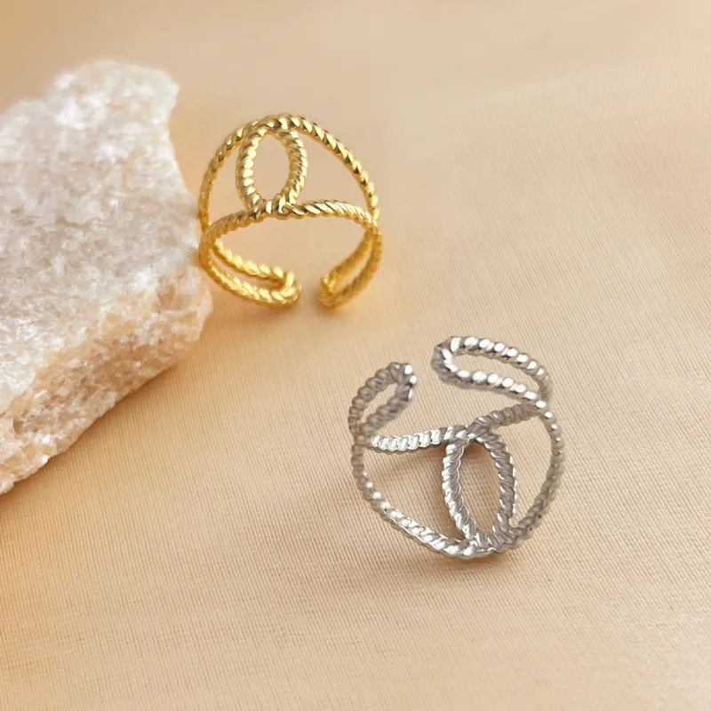Wholesale Jewelry Simple Style Solid Color 304 Stainless Steel 18K Gold Plated Open Rings display picture 1