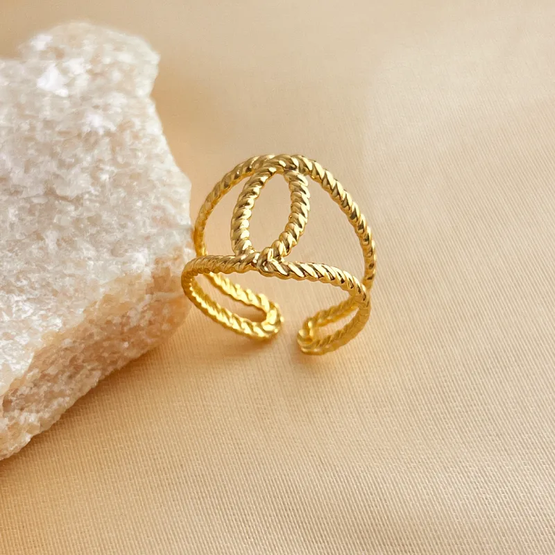 Wholesale Jewelry Simple Style Solid Color 304 Stainless Steel 18K Gold Plated Open Rings display picture 5