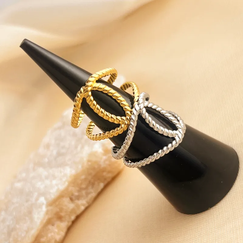 Wholesale Jewelry Simple Style Solid Color 304 Stainless Steel 18K Gold Plated Open Rings display picture 4