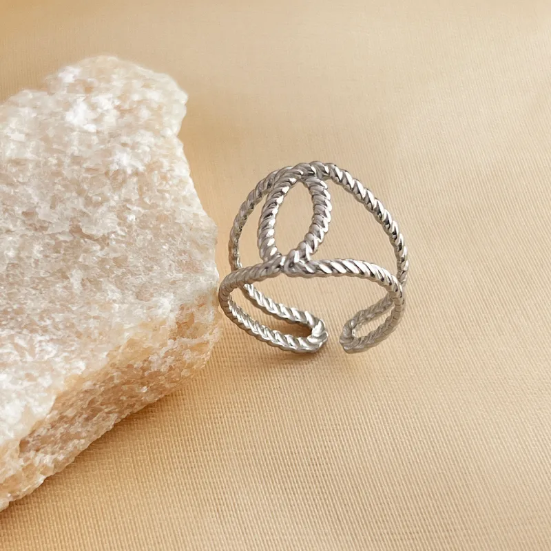 Wholesale Jewelry Simple Style Solid Color 304 Stainless Steel 18K Gold Plated Open Rings display picture 6