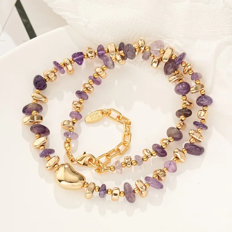 Modern Style Classic Style Irregular Round Natural Stone Copper Necklace In Bulk display picture 5