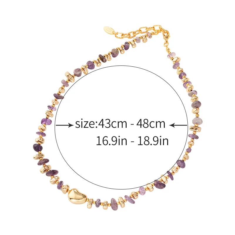 Modern Style Classic Style Irregular Round Natural Stone Copper Necklace In Bulk display picture 2