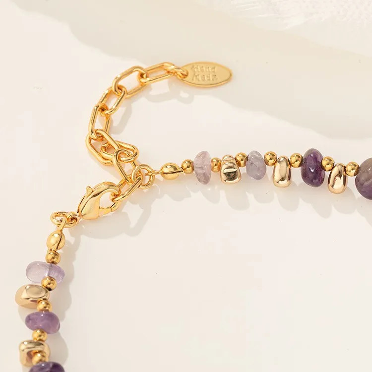 Modern Style Classic Style Irregular Round Natural Stone Copper Necklace In Bulk display picture 3