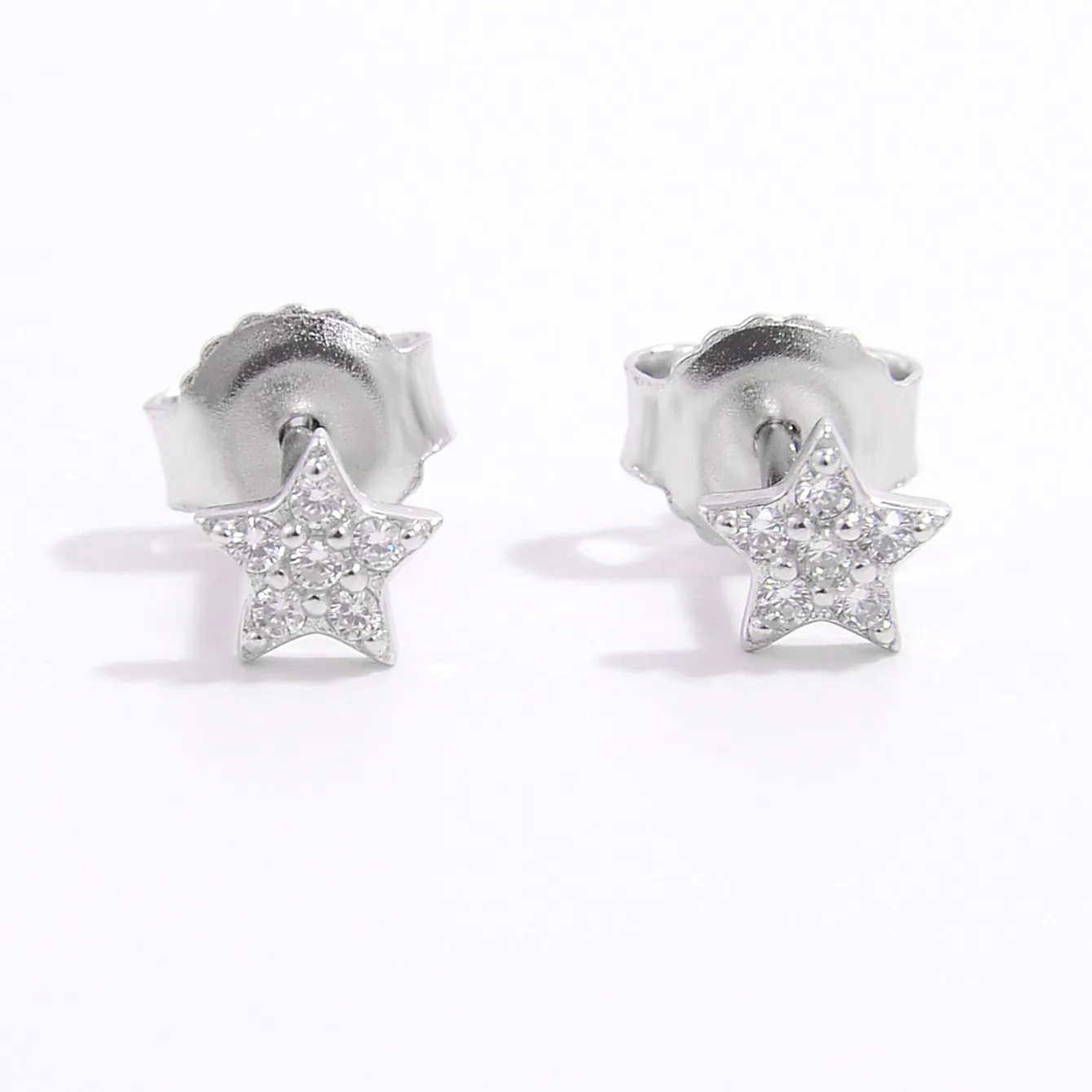 1 Pair 14K Gold Plated White Gold Plated 925 Sterling Silver Zircon Cross Star Ear Studs display picture 2