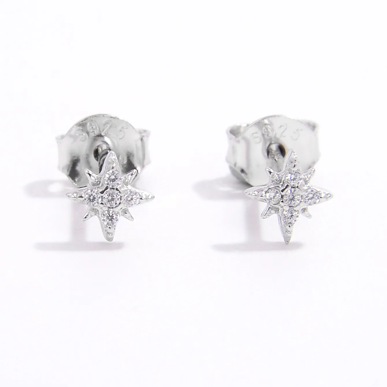 1 Pair 14K Gold Plated White Gold Plated 925 Sterling Silver Zircon Cross Star Ear Studs display picture 1