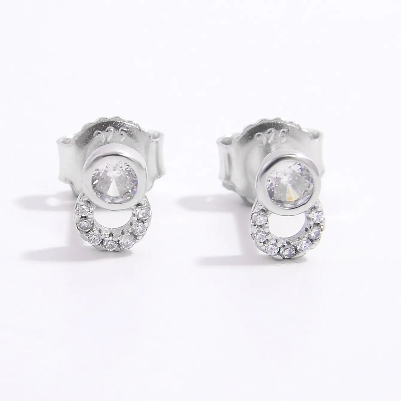 1 Pair 14K Gold Plated White Gold Plated 925 Sterling Silver Zircon Cross Star Ear Studs display picture 4