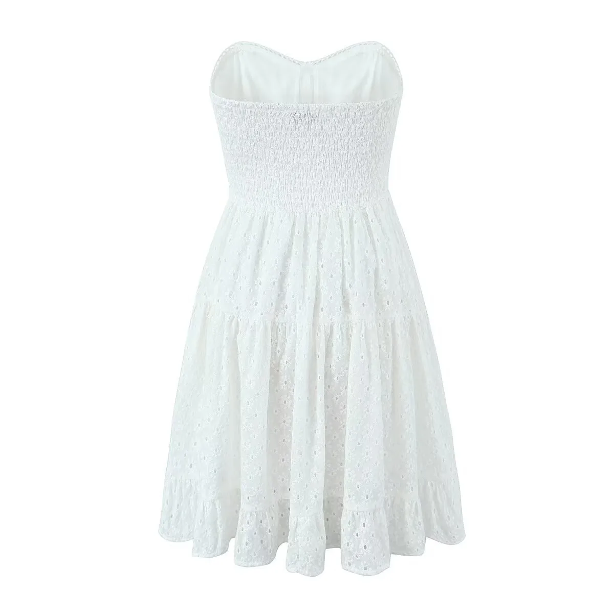 Women's White Dress Elegant Streetwear Strapless Sleeveless Ditsy Floral Solid Color Above Knee Daily display picture 2