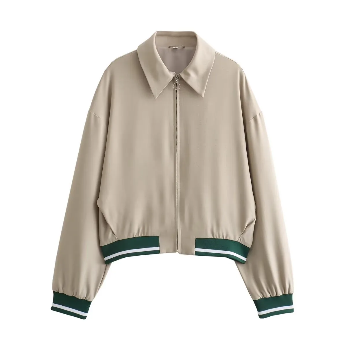 Women's Streetwear Solid Color Contrast Binding Zipper Coat display picture 4