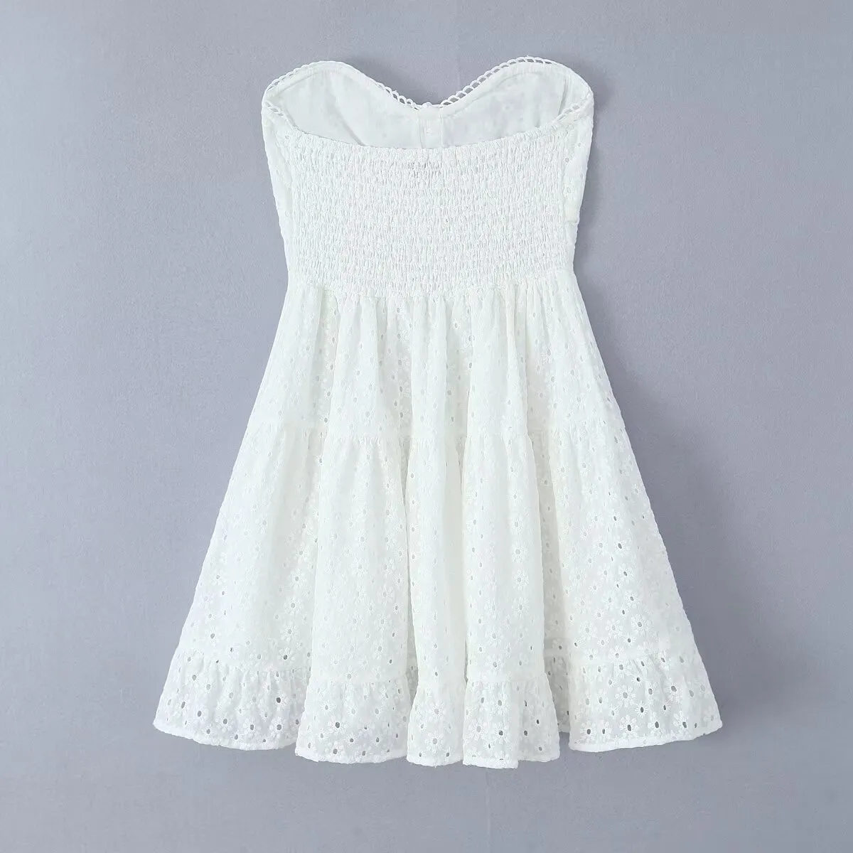Women's White Dress Elegant Streetwear Strapless Sleeveless Ditsy Floral Solid Color Above Knee Daily display picture 4