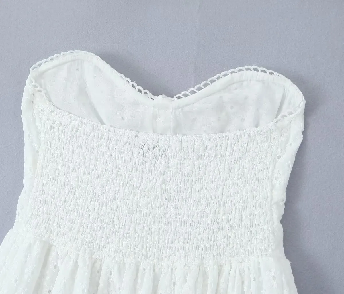 Women's White Dress Elegant Streetwear Strapless Sleeveless Ditsy Floral Solid Color Above Knee Daily display picture 12