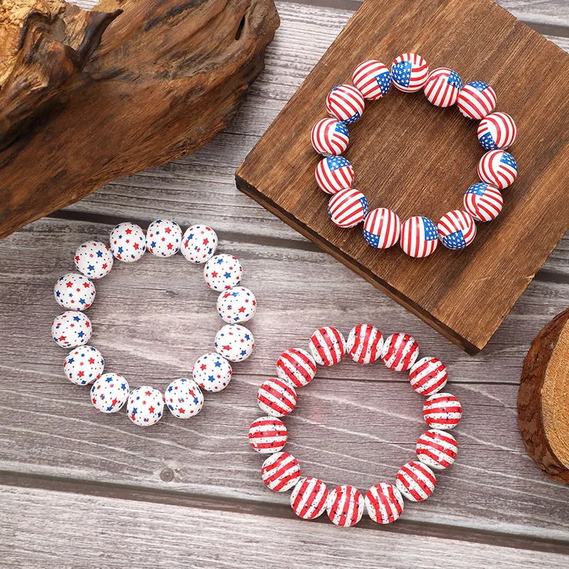 Classic Style Star Stripe Wood Wholesale Bracelets display picture 1