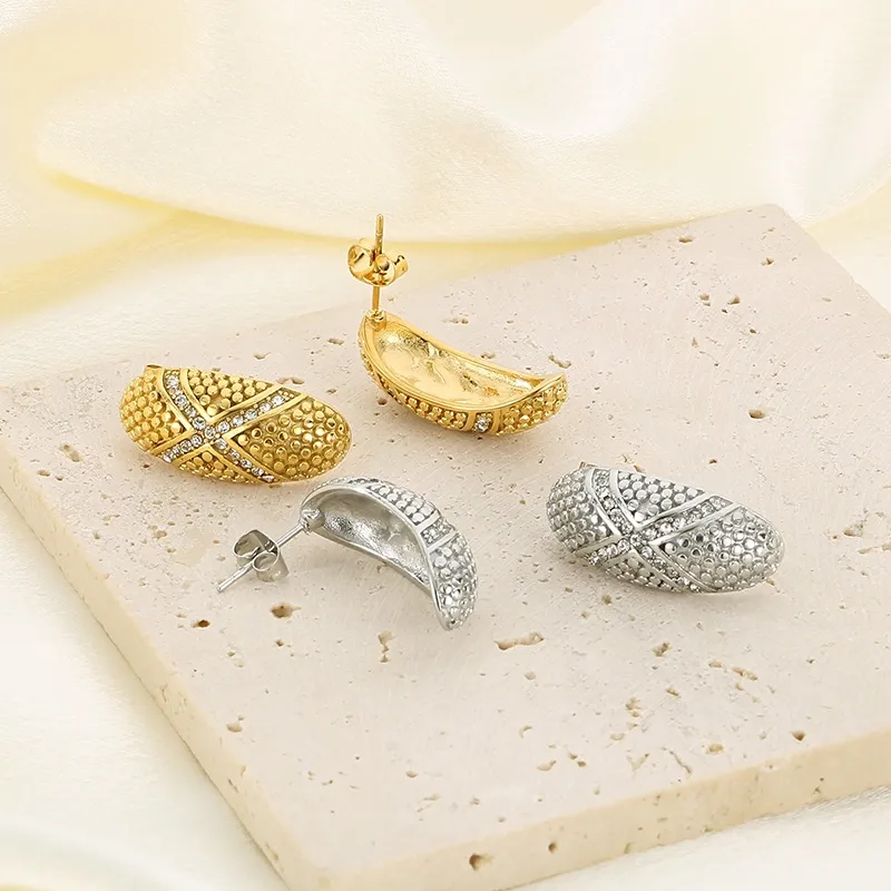 1 Pair Simple Style Solid Color Plating 304 Stainless Steel 18K Gold Plated Ear Studs display picture 4