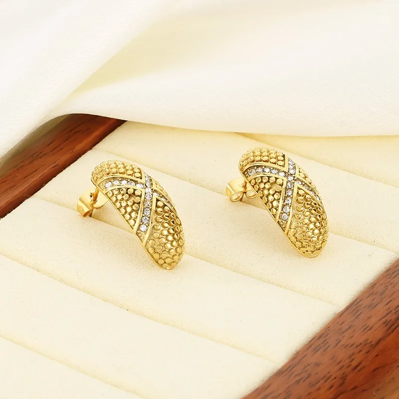 1 Pair Simple Style Solid Color Plating 304 Stainless Steel 18K Gold Plated Ear Studs display picture 3