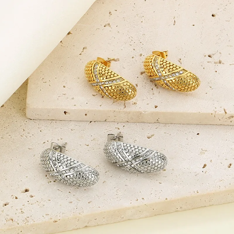 1 Pair Simple Style Solid Color Plating 304 Stainless Steel 18K Gold Plated Ear Studs display picture 12