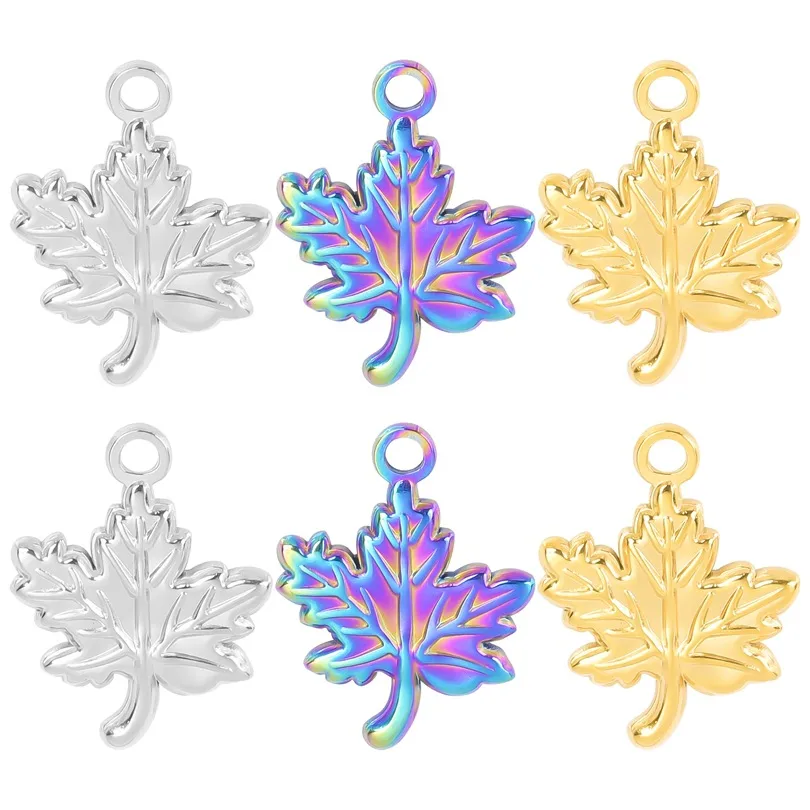 1 Piece 304 Stainless Steel 18K Gold Plated Leaf Pendant display picture 1