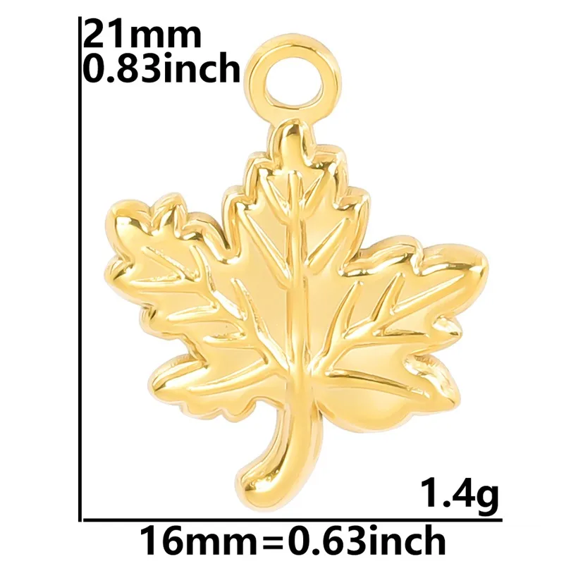 1 Piece 304 Stainless Steel 18K Gold Plated Leaf Pendant display picture 7