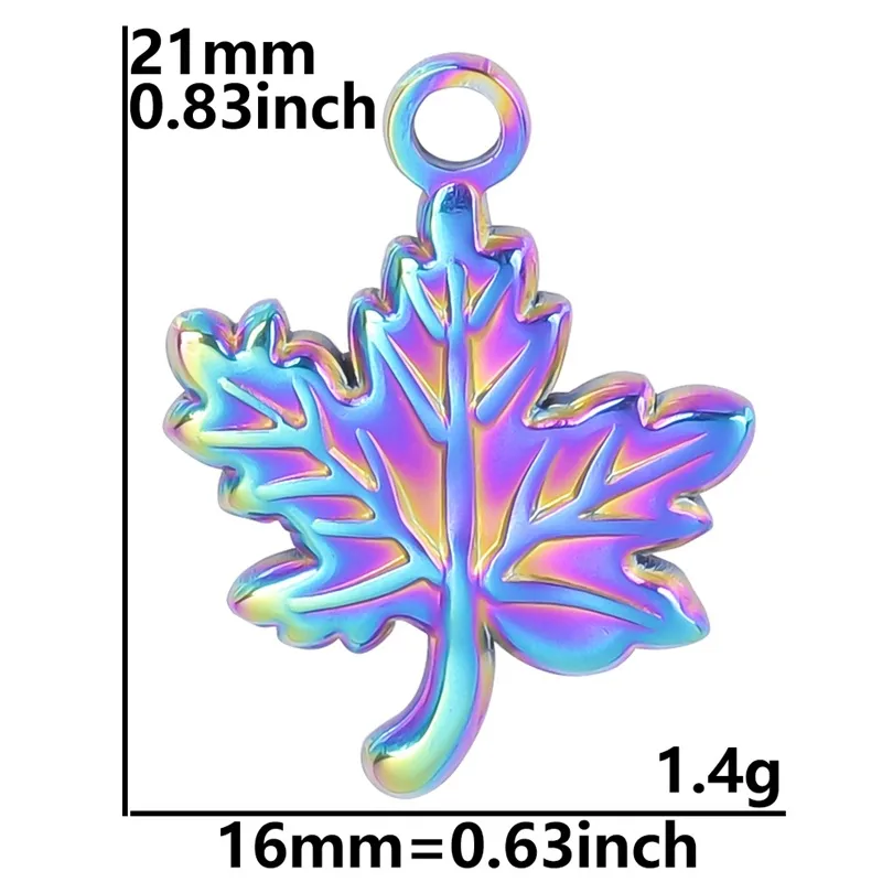 1 Piece 304 Stainless Steel 18K Gold Plated Leaf Pendant display picture 10
