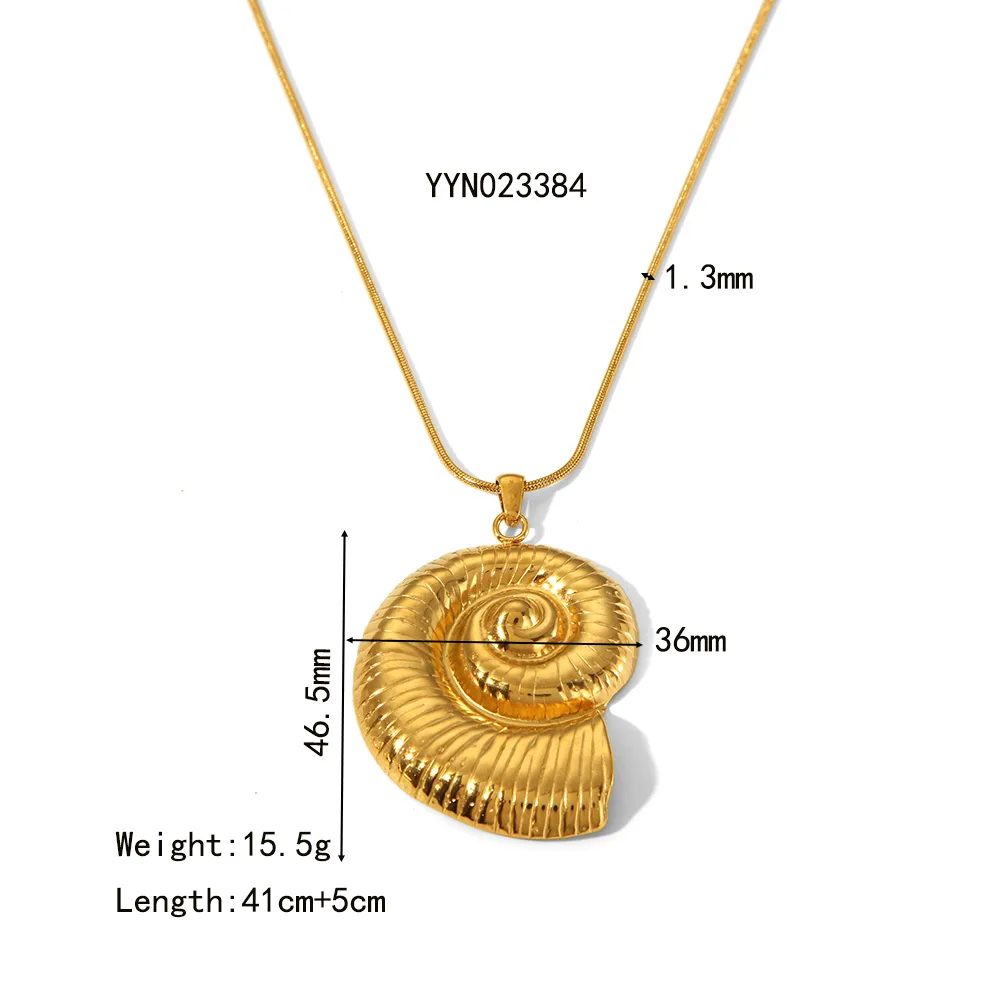 Wholesale Jewelry IG Style Vacation Beach Conch Spiral 304 Stainless Steel 18K Gold Plated Plating Earrings Necklace Jewelry Set display picture 2