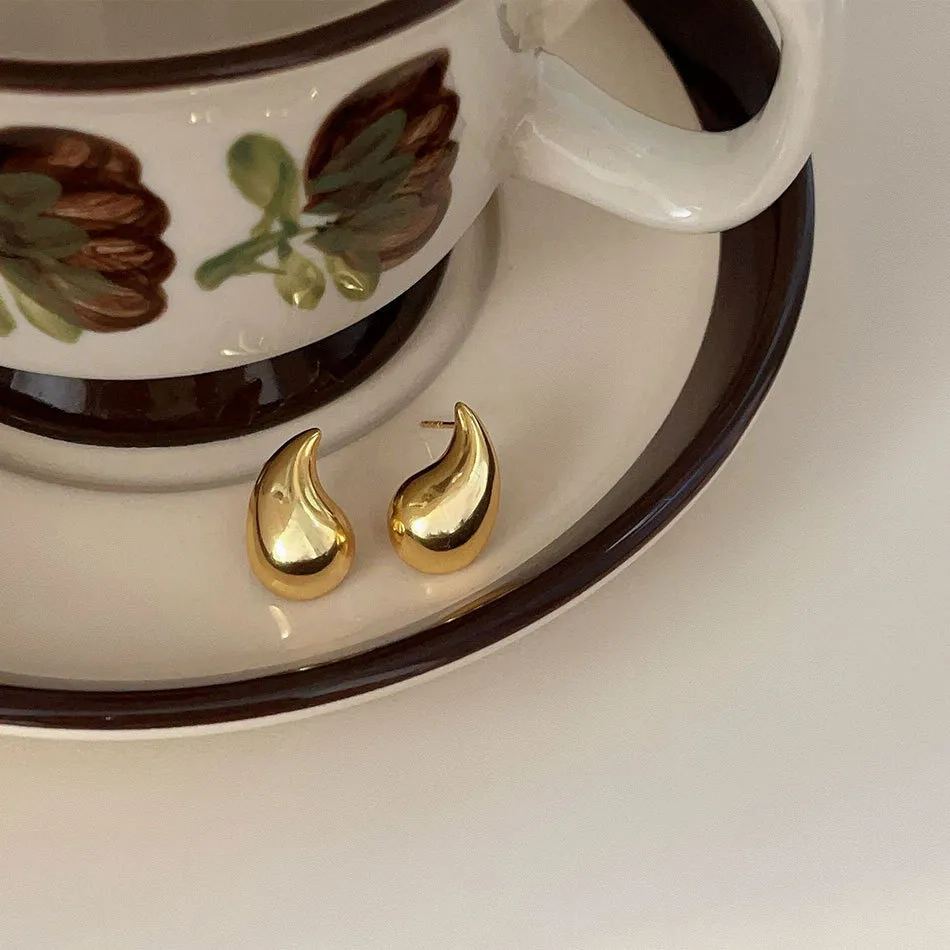 1 Pair Simple Style Water Droplets Sterling Silver Ear Studs display picture 4