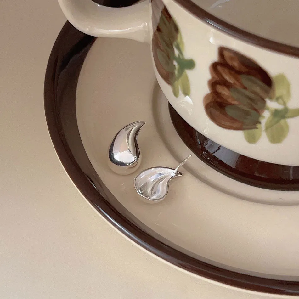 1 Pair Simple Style Water Droplets Sterling Silver Ear Studs display picture 2