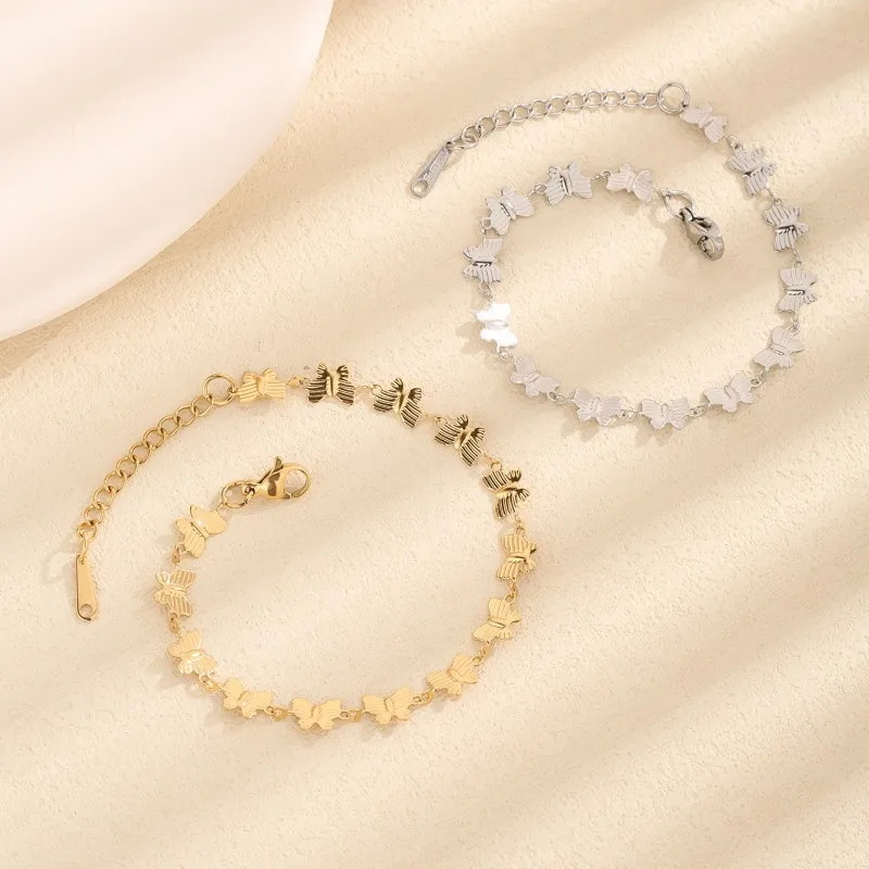 Sweet Simple Style Butterfly 304 Stainless Steel 18K Gold Plated Bracelets In Bulk display picture 1